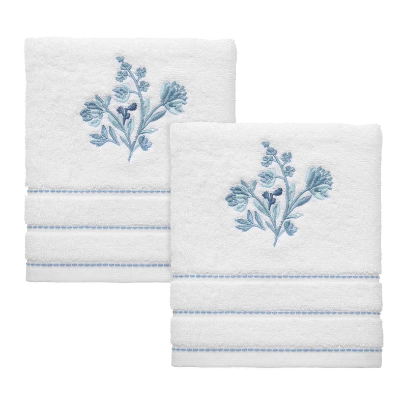 Izod - Hand Towels, Soft & Absorbent Cotton, Floral Bathroom Decor, Set of 2 (Mystic Collection, White) - Image 1