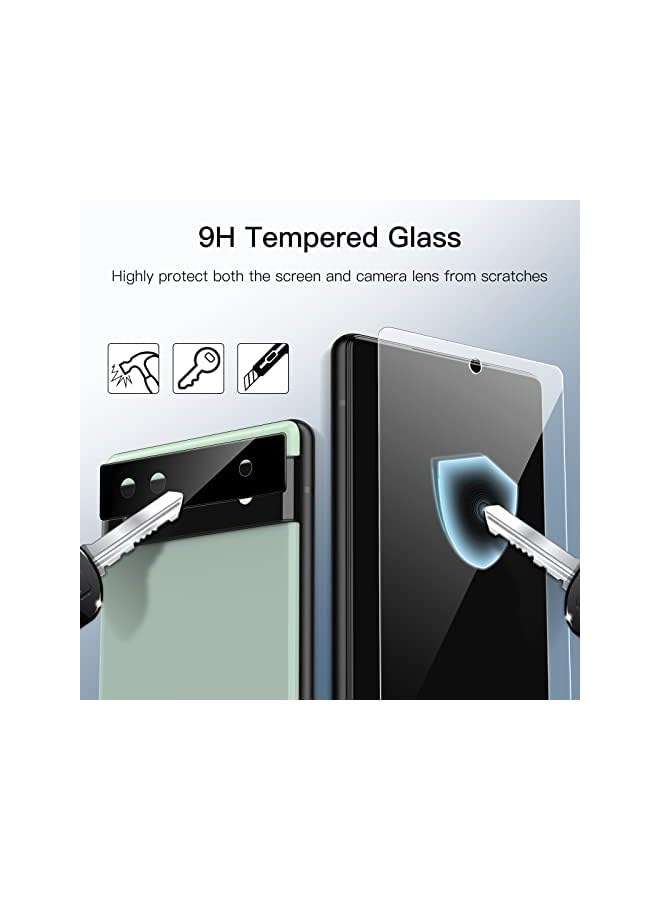 جي تيك واقي الشاشة لـ Google Pixel 6A 6.1 بوصة مع واقي عدسة الكاميرا ، وأداة التثبيت السهلة ، وتصبع فيلم الزجاج المقسى ، و Clear Clear ، و 2 عبوة لكل منهما - Image 4