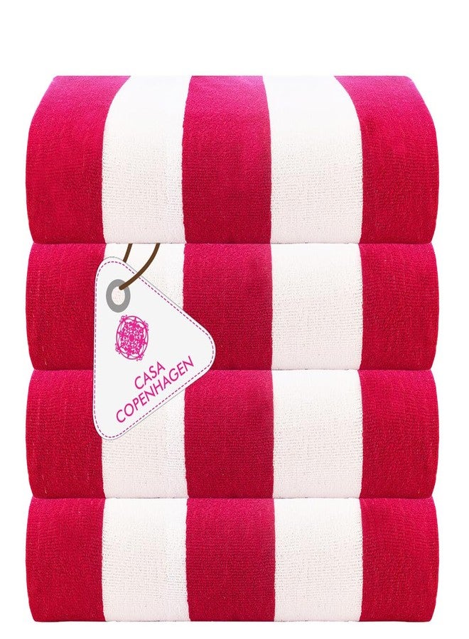 CASA COPENHAGEN Cabana Towel Designed in Denmark Rough and Tough, Quick Dry, Beach, Pool, Bath & Shower 30x60 inches 4 Pieces Cotton Beach Bath Towels Set - Pink - Image 1