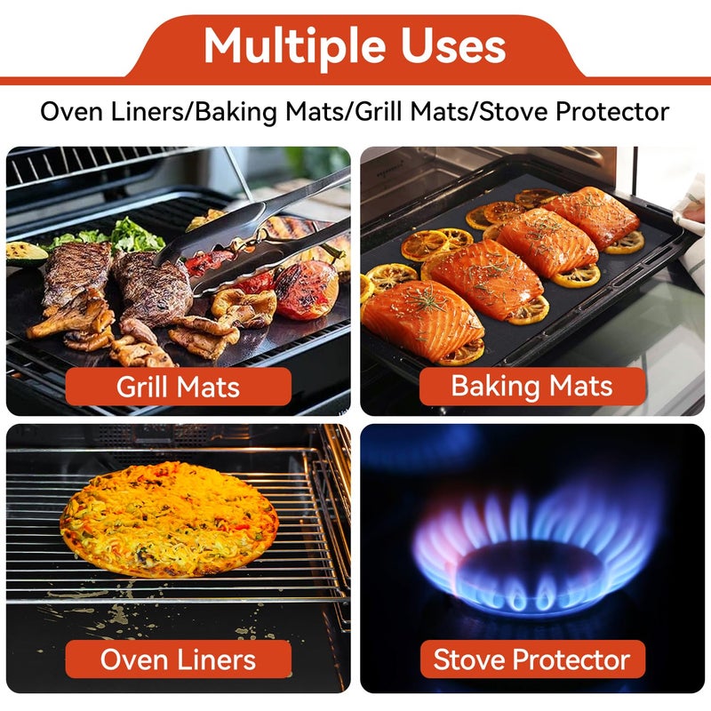 Mimekitchen Oven Liners for Bottom of Oven, 2 Pack Reusable Large Thick Heavy Duty Teflon Oven Mat Set, Non Stick Oven Mats for Bottom of Electric Oven Gas Oven Toaster Oven Microwave Stove Grill, Easy to Clean - Image 3
