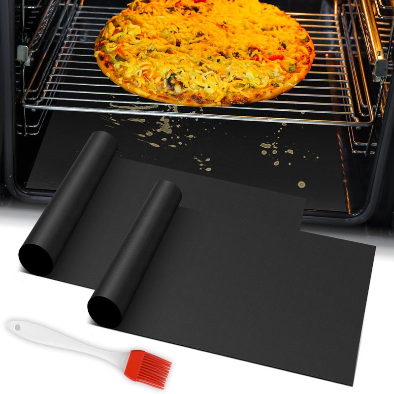 Mimekitchen Oven Liners for Bottom of Oven, 2 Pack Reusable Large Thick Heavy Duty Teflon Oven Mat Set, Non Stick Oven Mats for Bottom of Electric Oven Gas Oven Toaster Oven Microwave Stove Grill, Easy to Clean - Image 1