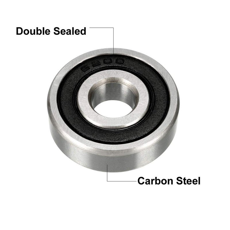 uxcell uxcell 6200-2RS Ball Bearing 10mm x 30mm x 9mm Double Sealed 180200 Deep Groove Bearings, Carbon Steel (Pack of 10)  - Image 2