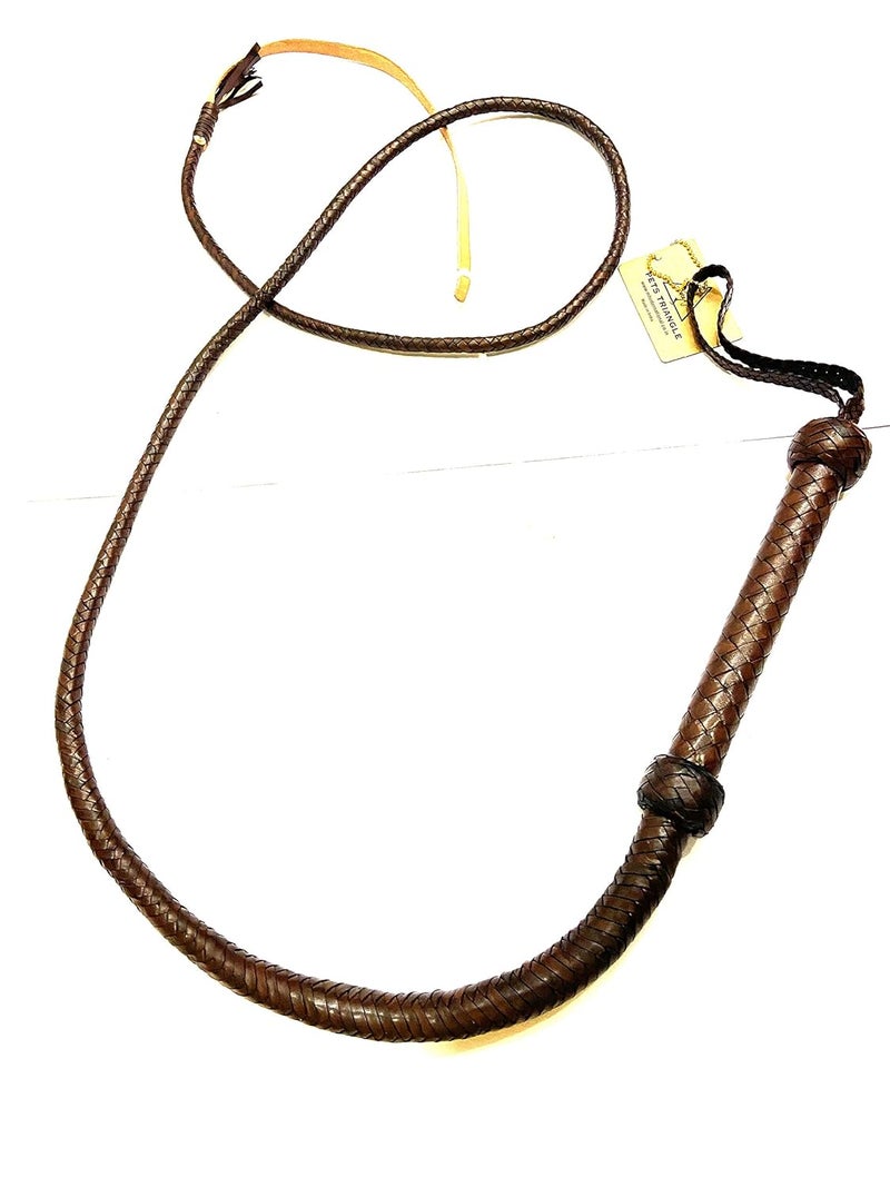 PETS TRIANGLE Kid 6Ft Leather Saddle Whip Hunter For Horse (Brown) - Image 5