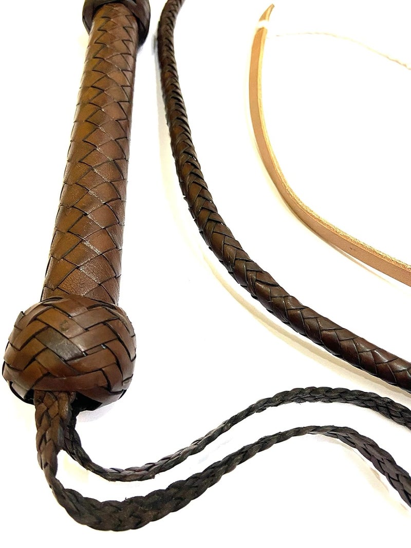 PETS TRIANGLE Kid 6Ft Leather Saddle Whip Hunter For Horse (Brown) - Image 4