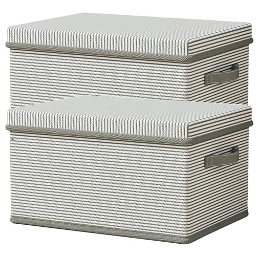 Prime Pick Premium Storage Box Foldable Non Woven Cloth Organizer with Lid Reinforced Handles Washable Wardrobe Storage Bin for Clothes Almirah Drawer Grey XXL Size Pack of 2 - Image 1