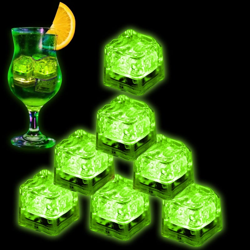 Nonley Light Up Ice Cubes for Drinks, 12 PCS Green LED Ice Cubes Liquid Activated, Glow in The Dark Waterproof, Home Bar Supplies Summer Party Wedding Decor - Image 1