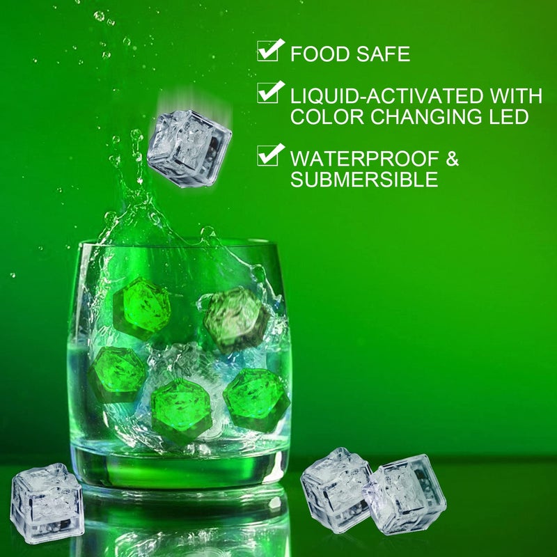 Nonley Light Up Ice Cubes for Drinks, 12 PCS Green LED Ice Cubes Liquid Activated, Glow in The Dark Waterproof, Home Bar Supplies Summer Party Wedding Decor - Image 5