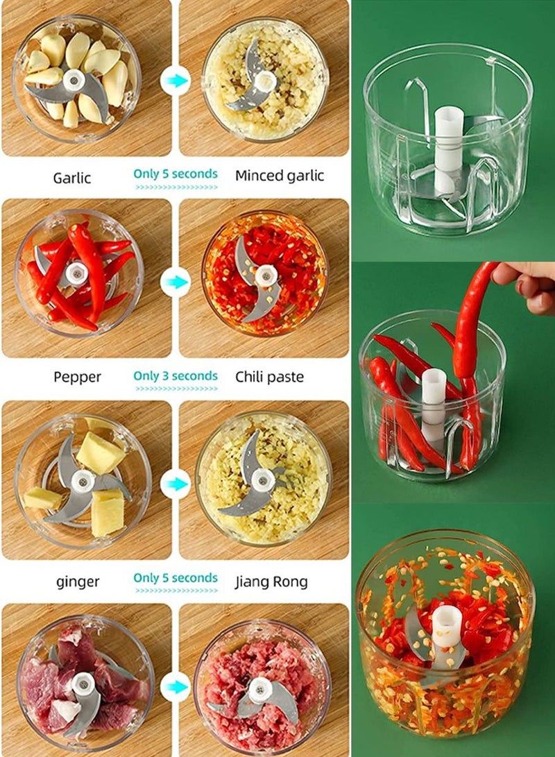 قطوب محضر طعام محمول لاسلكي، متعدد الوظائف قطاعة للخضروات والفواكه، مطحنة ثوم، مدقة زنجبيل، مقطّع بصل، كسار فلفل حار، فولاذ مقاوم للصدأ، سهل التنظيف، للمنزل، المطاعم، الرحلات، النزهات - Image 3