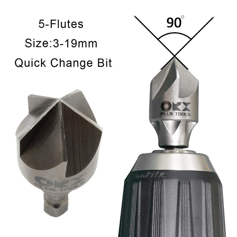 ORX Plus Tools 2PCS Deburring Chamfer Tool Set, Deburring External Drill Bit, Countersink Drill Bit for Fit 1/8"-3/4"(3mm-19mm) - Image 2
