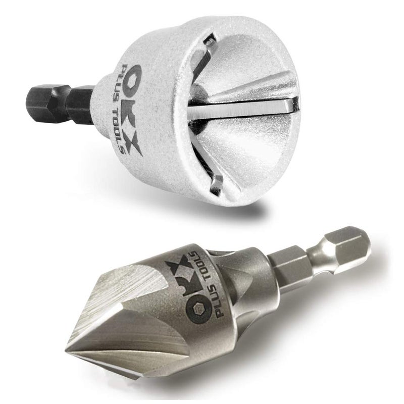 ORX Plus Tools 2PCS Deburring Chamfer Tool Set, Deburring External Drill Bit, Countersink Drill Bit for Fit 1/8"-3/4"(3mm-19mm) - Image 1