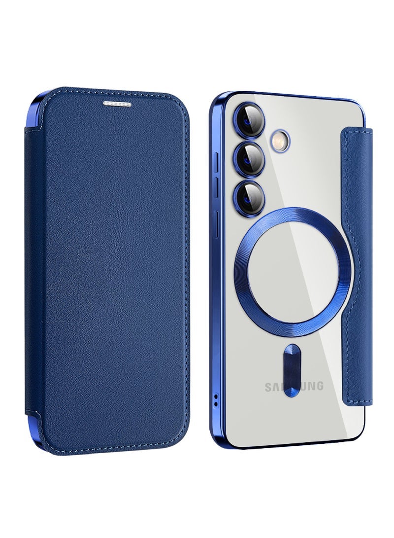 Captaintech Leather Flip Samsung S24 Case for Samsung 2024 Personalized Texture Leather Flip Phone Case, Flip Leather Case for Samsung with Credit Card Holder  - Image 1