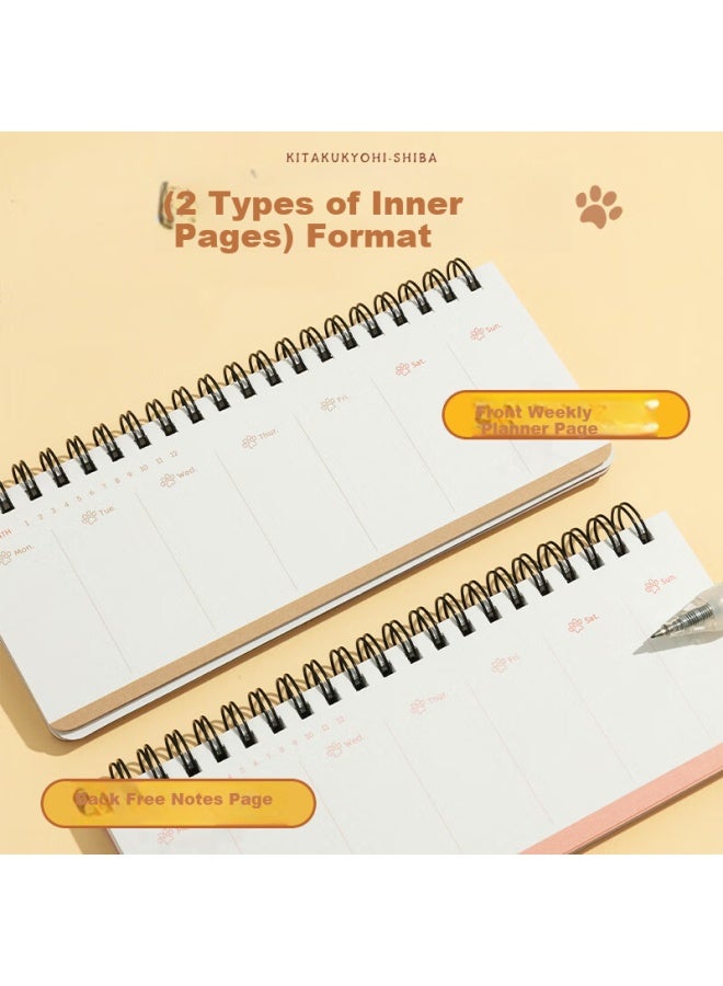Masmarcu, A Shiba Inu Who Doesn't Want To Go Home, Spiral Notebook, Weekly Planner, A5 Schedule Book, Time Management Planner, Self-discipline Check-in, Efficiency Portable Notebook, 55 Sheets Random Xq0313 - Image 2