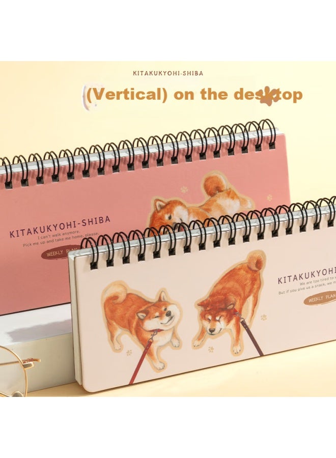 Masmarcu, A Shiba Inu Who Doesn't Want To Go Home, Spiral Notebook, Weekly Planner, A5 Schedule Book, Time Management Planner, Self-discipline Check-in, Efficiency Portable Notebook, 55 Sheets Random Xq0313 - Image 3