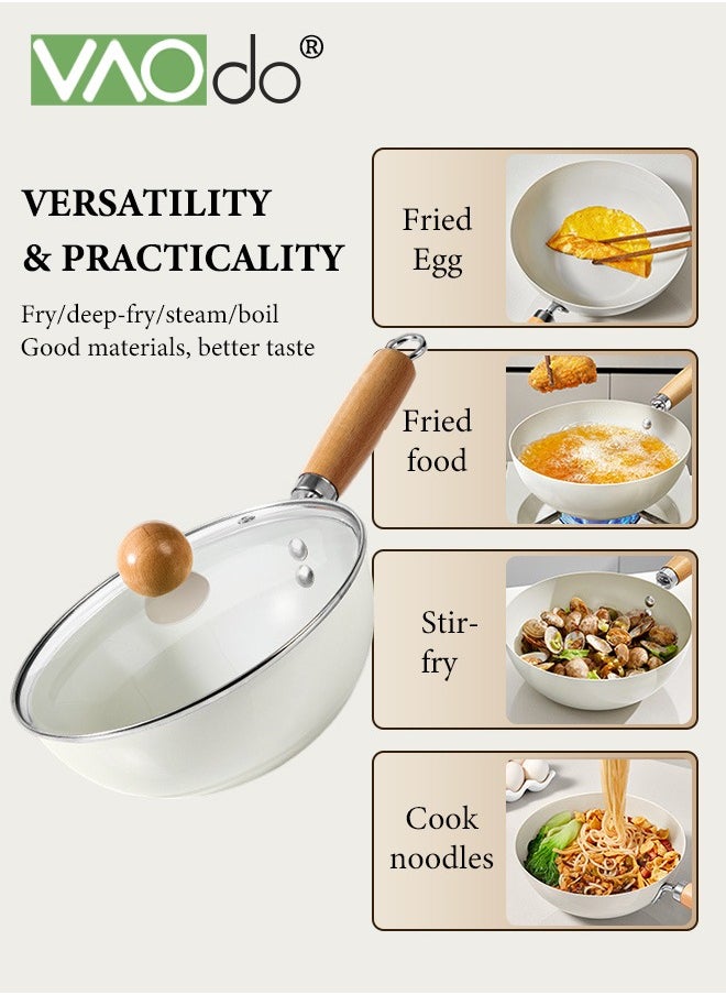 VAOdo - Ceramic Nonstick Frying Pan Skillet with Lid and Spatula 24cm Large Deep Cooking Pot 5 Suitable for all stoves Non Toxic Cooking Stockpot with Heat Resistant Handle PFAS-Free - Image 1