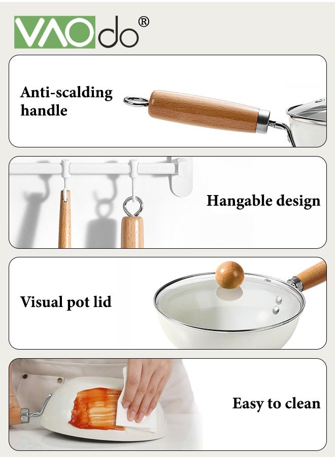 VAOdo - Ceramic Nonstick Frying Pan Skillet with Lid and Spatula 24cm Large Deep Cooking Pot 5 Suitable for all stoves Non Toxic Cooking Stockpot with Heat Resistant Handle PFAS-Free - Image 1