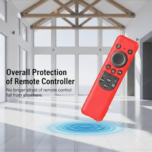SHOPOFLUX Silicone TV Remote Cover Compatible with Samsung Smart TV - Protective Open Key Case with Lanyard (Red) - Image 5