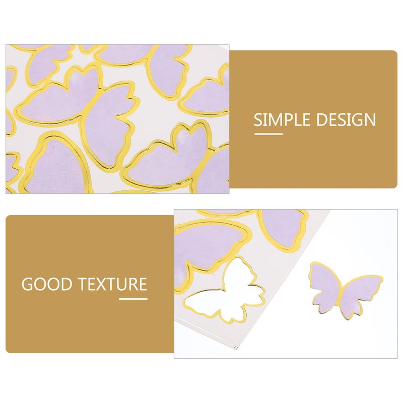 Gold Edged Purple Butterfly Cake Toppers Set of 10 Iron Art Picks for Birthday Wedding Party - Image 4