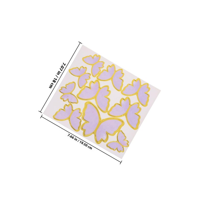Gold Edged Purple Butterfly Cake Toppers Set of 10 Iron Art Picks for Birthday Wedding Party - Image 3