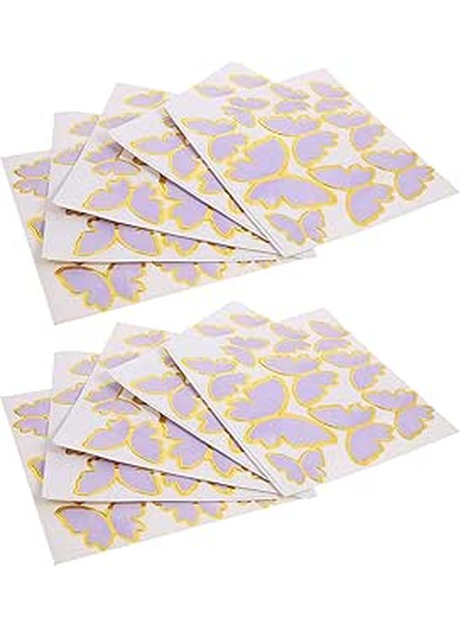 Gold Edged Purple Butterfly Cake Toppers Set of 10 Iron Art Picks for Birthday Wedding Party - Image 1
