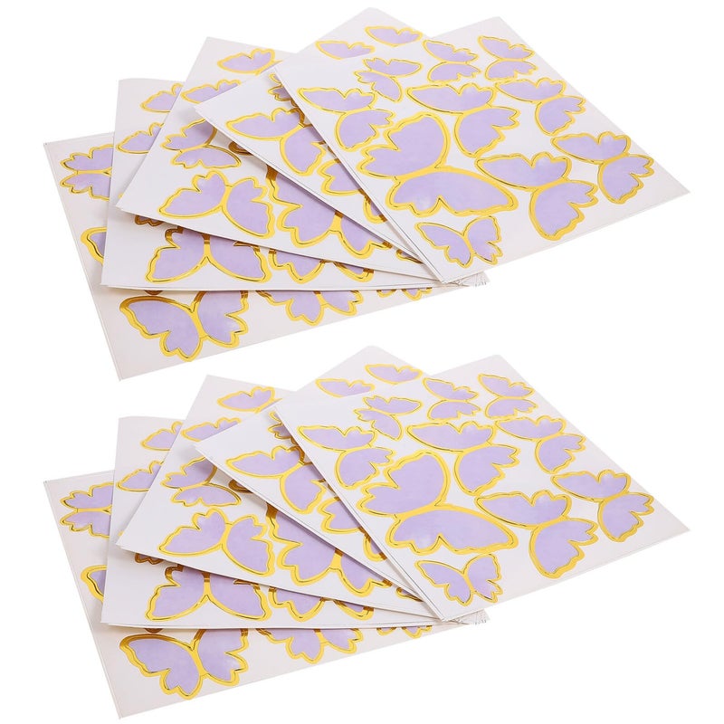 Gold Edged Purple Butterfly Cake Toppers Set of 10 Iron Art Picks for Birthday Wedding Party - Image 2