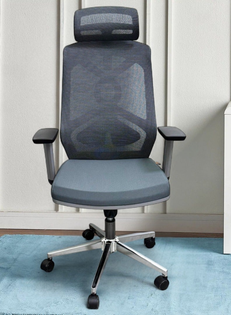 Wooden Twist CoreFlex Pro Ergonomic Mesh Office Chair with Lumbar Support, 360° Swivel, Reclining High Back (Grey)  - Image 3