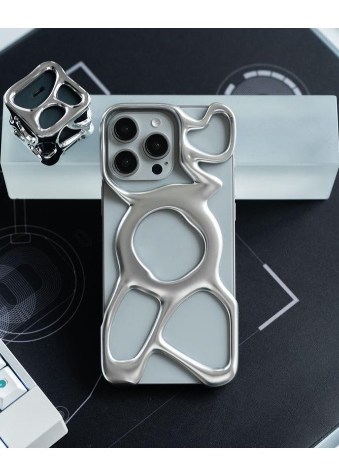 ميـاو غاضب حافظة هاتف AM فارغة لهاتف iPhone 16 Pro (فقط) متوافقة مع MagSafe 22 جرام خفيفة الوزن وتبديد الحرارة وحماية وافرة من البولي كربونات غطاء مخرم سائل مضاد للسقوط وبساطة ممتازة وسهلة التركيب (فضي غير لامع)  - Image 2