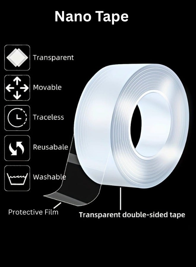 Ivy Transparent Double Sided Tape 3 Meter Reusable Multipurpose Magic Mounting Adhesive Washable Nano Tape for Home Office Daily Use Pack of 1 - Image 3