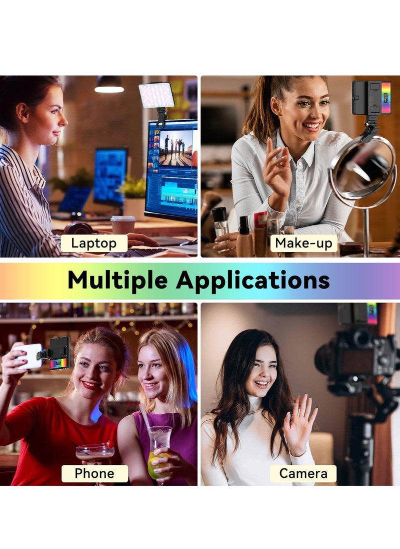 Excefore - RGB Video Lights, Selfie Light, LED Camera Light 360° Full Color Portable Photography Lighting, 3 Color Temperatures, 24 Special Effects Modes for Selfie, for Phone, Laptop - Image 1