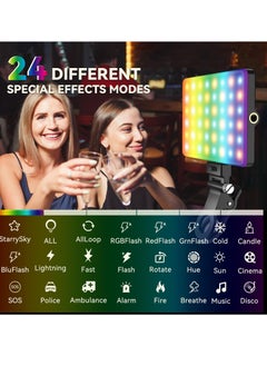 Excefore RGB Video Lights, Selfie Light, LED Camera Light 360° Full Color Portable Photography Lighting, 3 Color Temperatures, 24 Special Effects Modes for Selfie, for Phone, Laptop  - Image 2