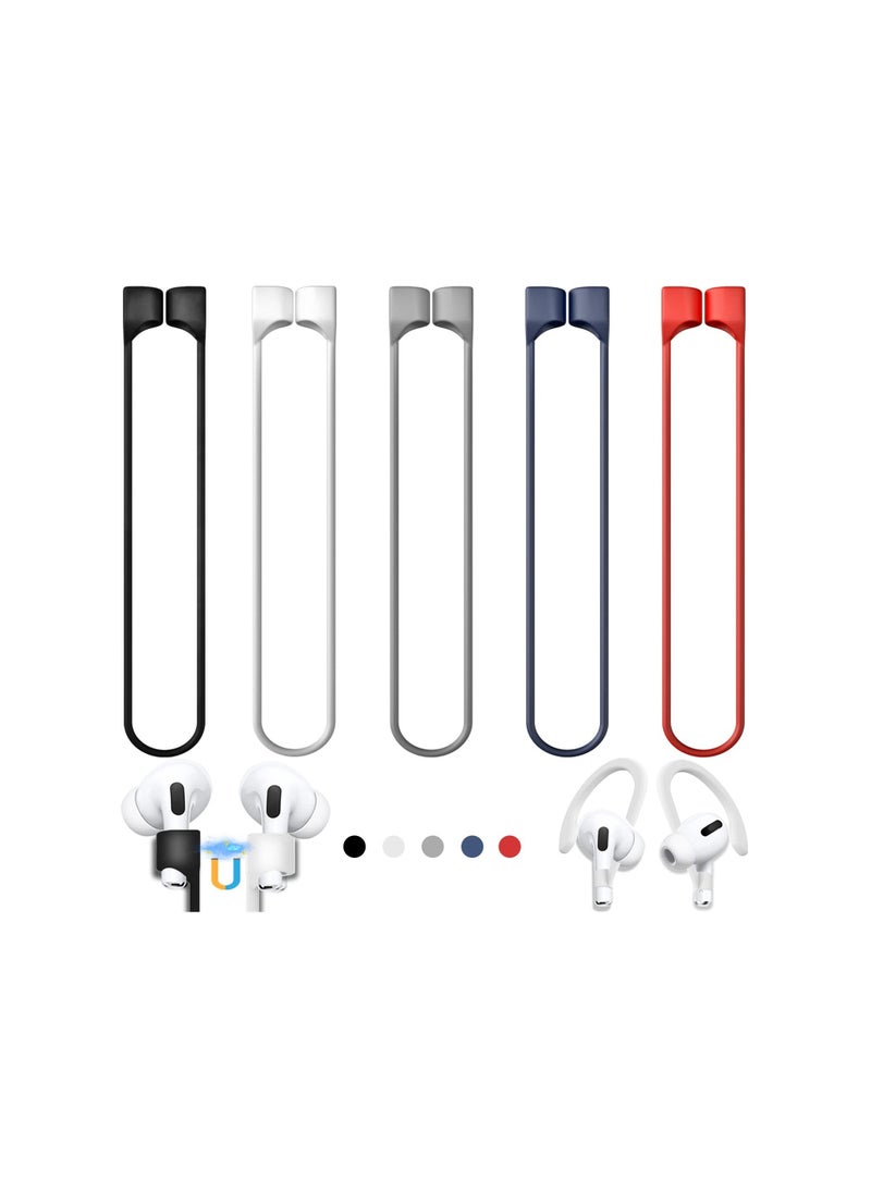 Generic - 6 Pack Ultra Strong Magnetic Airpods Straps Anti Lost Cord for AirPods Accessories Silicone Sports Lanyard and Ear Hook 1 2 Pro 3rd Pair EarHook 5 - Image 1