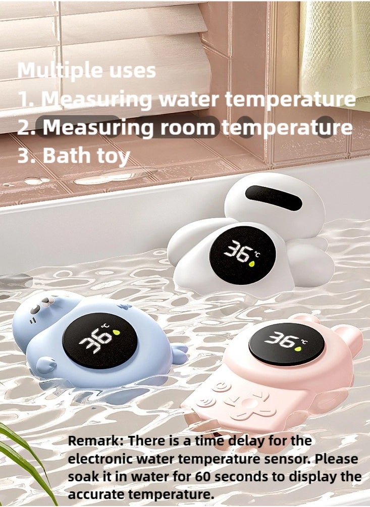 Bath Thermometer, Water Temperature Thermometer, IPX7 Waterproof Digital Bath Thermometer with LED Display, Bath Toy, Blue