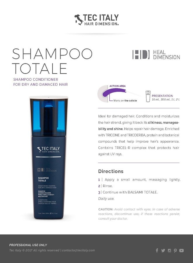 Tec Italy Conditioning Shampoo Totale for Dry & Damaged Hair (Pack of 3) - Image 2