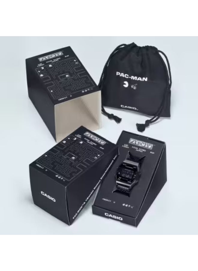 كاسيو ساعة كاسيو ABL-100WEPC-1BDR رياضية تناظرية-رقمية للجنسين بتصميم مستوحى من لعبة باك مان - مينا أسود، سوار من الراتنج الأسود، مقاومة للماء، ساعة توقيت، منبه، إضاءة خلفية LED - Image 3