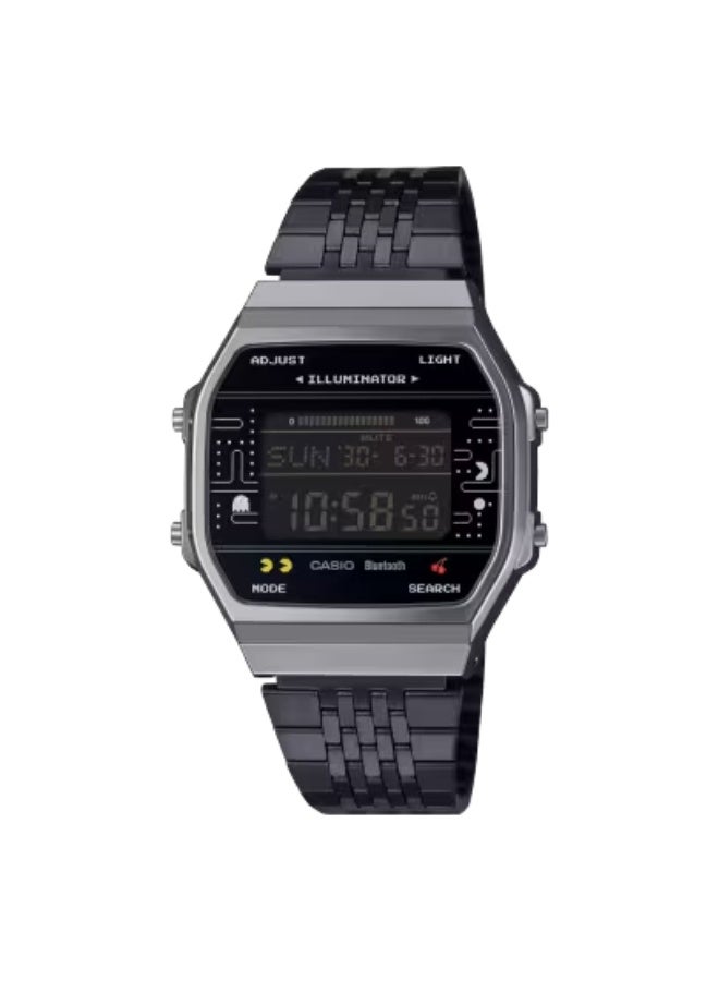كاسيو ساعة كاسيو ABL-100WEPC-1BDR رياضية تناظرية-رقمية للجنسين بتصميم مستوحى من لعبة باك مان - مينا أسود، سوار من الراتنج الأسود، مقاومة للماء، ساعة توقيت، منبه، إضاءة خلفية LED - Image 1