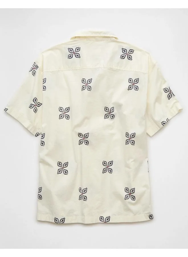 American Eagle Printed Button-Up Poolside Shirt
