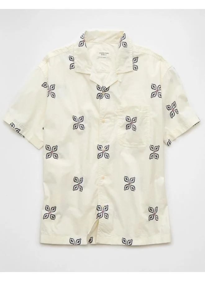 American Eagle Printed Button-Up Poolside Shirt