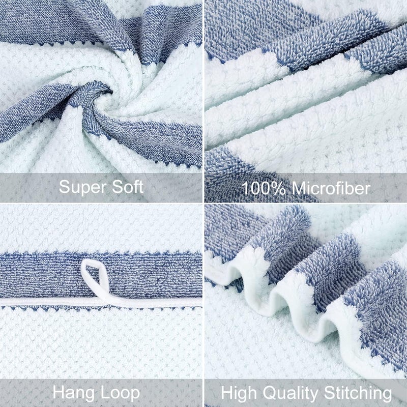 JML Microfiber Bath Towels, Bath Towel 2 Pack(30" x 60"), Oversized, Soft, Super Absorbent and Fast Drying, Multipurpose Use for Sports, Fitness, Yoga, Waffle Stripe Royal Blue - Image 4