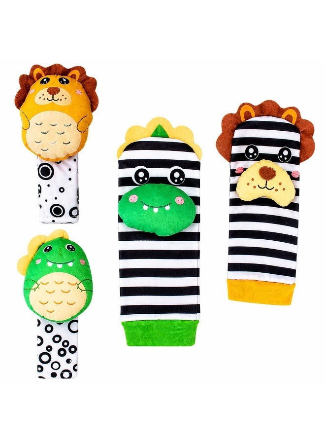 GOLD MANTIS Top-Quality Material 4-Piece Infant Socks And Wrist Rattles Toy Set For Kids - Image 1