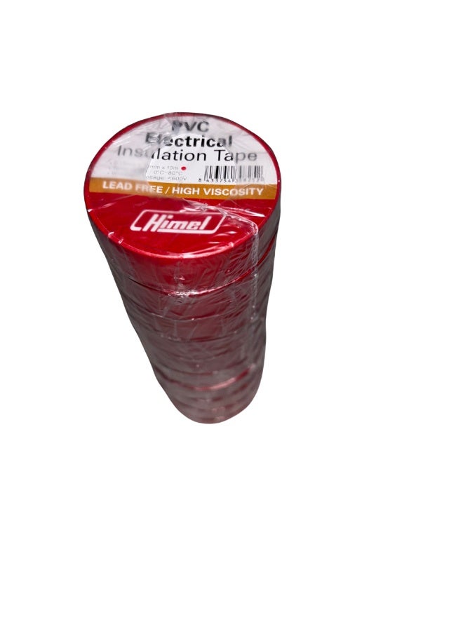 هيمل شريط عزل كهربائي من مادة PVC من Himel باللون الأحمر 10 لفات - Image 3