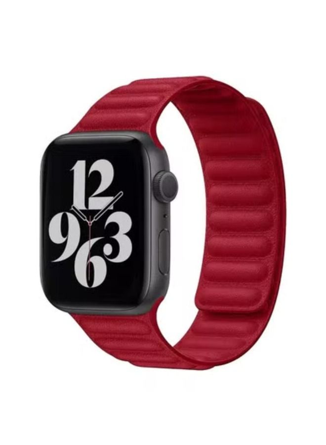 ACLIX Adjustable Leather Loop Wristband with Strong Magnetic Closure for Apple Watch Series 1,2,3,4,5,6,SE 42/44mm - Image 1