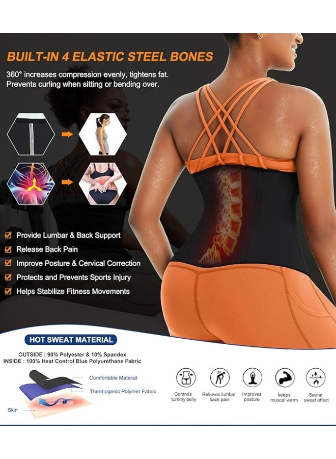Waist Trainer for Women Lower Belly Waist Trimmer Corset Tummy Wrap Workout Sweat Belt Band Sports Sauna Suit——L - Image 3