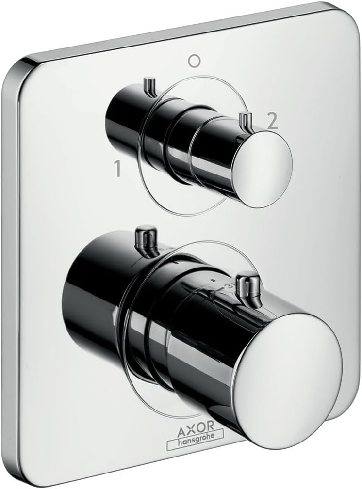 AXOR Citterio M Modern Timeless Volume and Auto Temperature Control 2Handle 7inch Wide Thermostatic Shower Trim for Roughin Valve with Diverter in Chrome 34725001