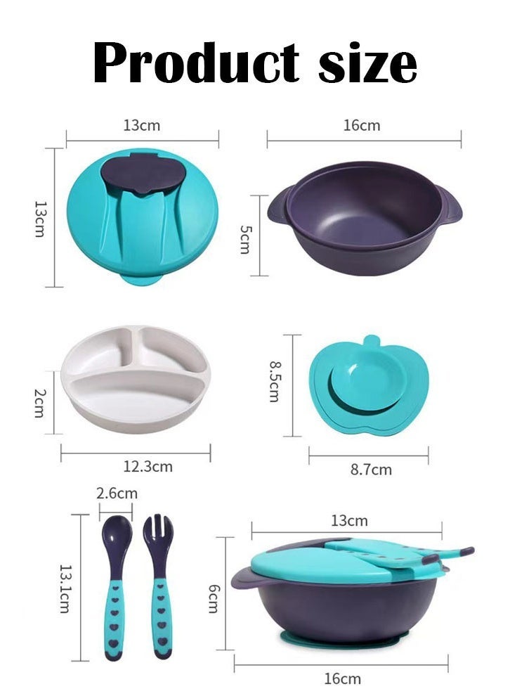 Baby Feeding Set, Baby Bowls With Suction,Spoon And Fork Set, BPA-Free Baby Food Bowls, Suction Bowls For Baby And Toddler Bowl（blue） - Image 3