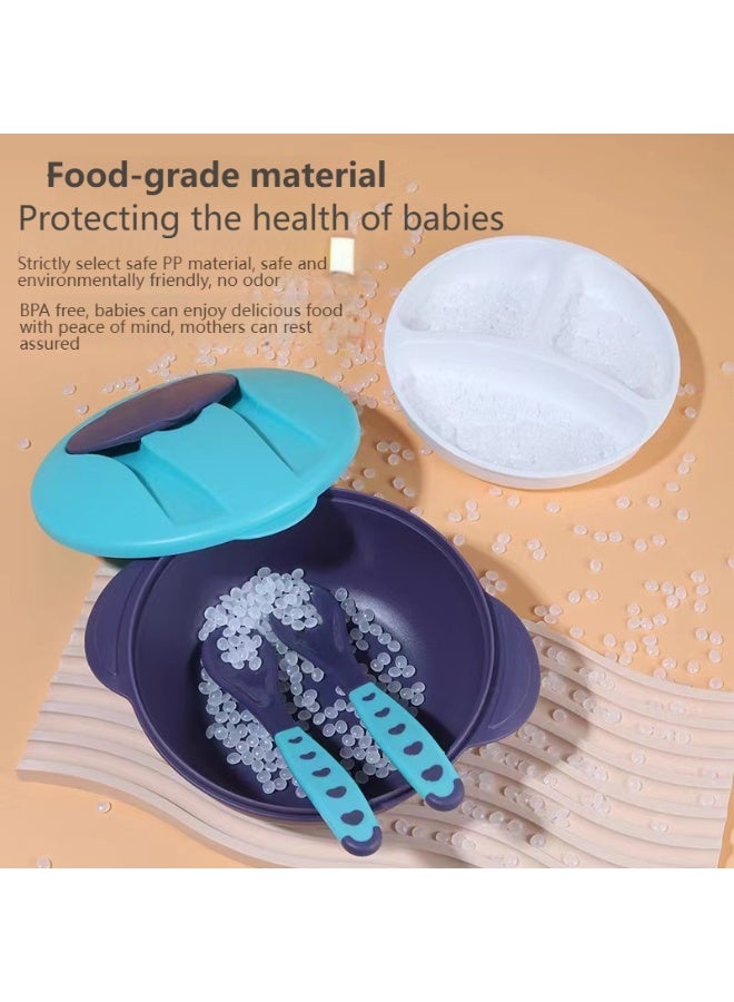 Baby Feeding Set, Baby Bowls With Suction,Spoon And Fork Set, BPA-Free Baby Food Bowls, Suction Bowls For Baby And Toddler Bowl（blue） - Image 4