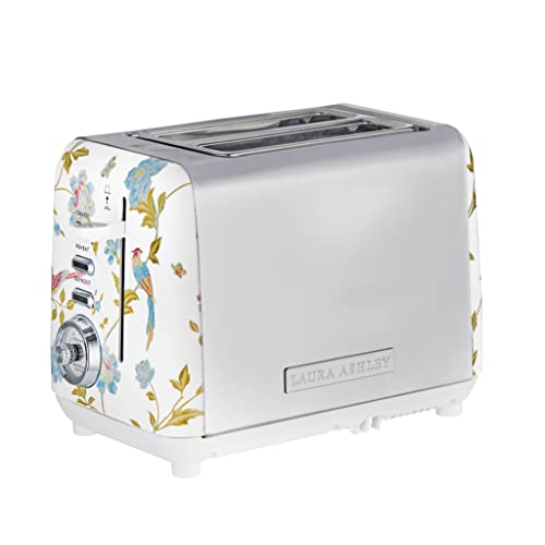 LAURA ASHLEY VQ Laura Ashley Elveden White Stainless Steel 2 Slice Toaster | Multi-Functional Bagels & Bread Toaster 2 Slice with Adjustable Heating & Defrost Mode | Featuring 2 Wide Slots, Croissant Warming Rack - Image 1