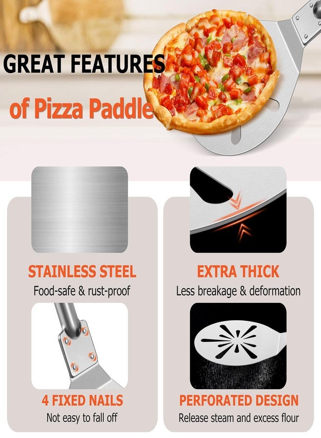 Joyfair 8 Inch Pizza Peel Turning, Joyfair Perforated Pizza Turner with Long Detachable Handle, Stainless Steel Spatula Paddle for Rotating Sliding, Metal Tools Oven Accessories, Easy Cleanup (Painted Handle) - Image 3