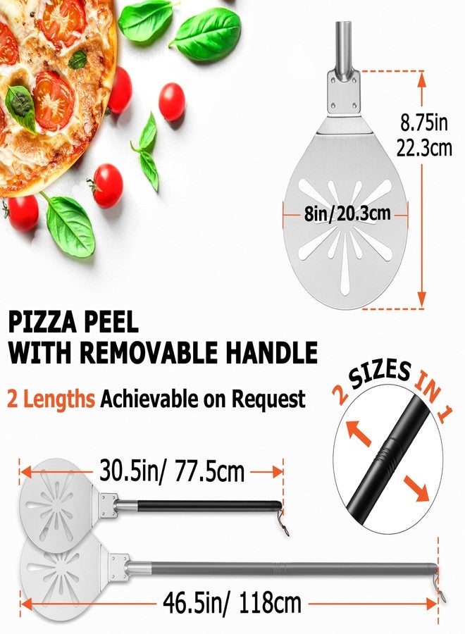 Joyfair 8 Inch Pizza Peel Turning, Joyfair Perforated Pizza Turner with Long Detachable Handle, Stainless Steel Spatula Paddle for Rotating Sliding, Metal Tools Oven Accessories, Easy Cleanup (Painted Handle) - Image 2