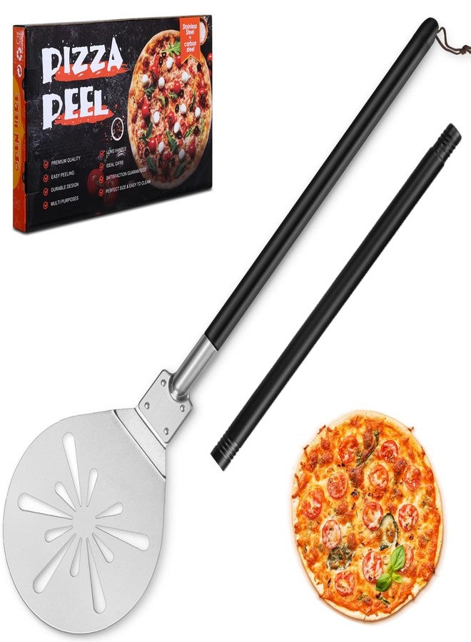 Joyfair 8 Inch Pizza Peel Turning, Joyfair Perforated Pizza Turner with Long Detachable Handle, Stainless Steel Spatula Paddle for Rotating Sliding, Metal Tools Oven Accessories, Easy Cleanup (Painted Handle) - Image 1