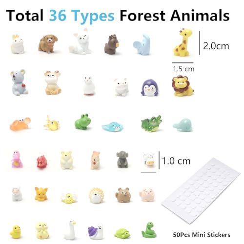ZMRU 36 Types Forest Mini Resin Animals, Plastic Tiny Animals to Hide, Miniature Animals Figures for Fairy Garden, Dollhouse, Terrariums, Shadowboxes, Cake Topper Decor - Image 2