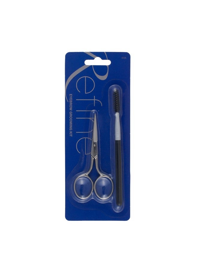 Refine Italy Eyebrow Scissors With Wooden Handle Spoolie Grooming Kit - Image 2